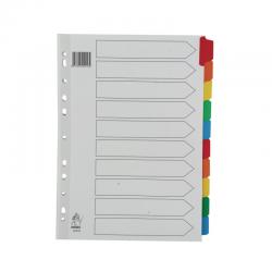 Cheap Stationery Supply of A4 Mylar Divider 10-Part White With Multi-Colour Tabs WX01526 WX01526 Office Statationery