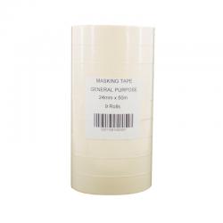Cheap Stationery Supply of General Purpose 25mmx50m White Masking Tape (Pack of 9) 07517 WX04295 Office Statationery