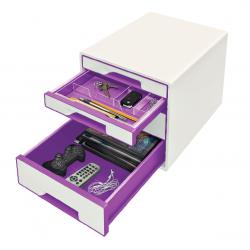 Cheap Stationery Supply of Leitz WOW CUBE Drawer Cabinet, 4 drawers (2 big and 2 small). A4 Maxi. White/purple Office Statationery