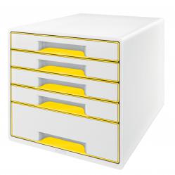 Cheap Stationery Supply of Leitz WOW CUBE Drawer Cabinet, 5 drawers (1 big and 4 small). A4 Maxi. White/yellow Office Statationery