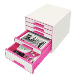Cheap Stationery Supply of Leitz WOW CUBE Drawer Cabinet, 5 drawers (1 big and 4 small). A4 Maxi. White/pink Office Statationery