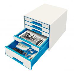 Cheap Stationery Supply of Leitz WOW CUBE Drawer Cabinet, 5 drawers (1 big and 4 small). A4 Maxi. White/blue Office Statationery