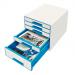 Leitz-WOW-CUBE-Drawer-Cabinet-5-drawers-1-big-and-4-small-A4-Maxi-Whiteblue-52142036