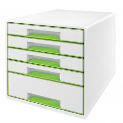 Cheap Stationery Supply of Leitz WOW CUBE Drawer Cabinet, 5 drawers (1 big and 4 small). A4 Maxi. White/green Office Statationery