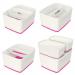 Leitz MyBox WOW Large with lid, Storage Box 18 litre, W 318 x H 198 x D 385 mm. White/pink - Outer carton of 4