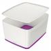 LeitzMyBoxWOWLargewithlidStorageBox18litreW318xH198xD385mmWhitepurpleOutercartonof452161062