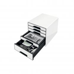 Cheap Stationery Supply of Leitz WOW CUBE Drawer Cabinet. 5 drawers (1 big and 4 small). A4 Maxi. White/black. Office Statationery