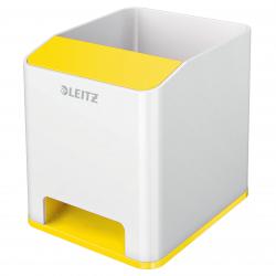 Cheap Stationery Supply of Leitz WOW Sound Pen Holder. With sound boosting function for smartphone. White/yellow. Office Statationery