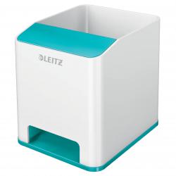 Cheap Stationery Supply of Leitz WOW Sound Pen Holder. With sound boosting function for smartphone. White/ice blue Office Statationery