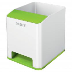 Cheap Stationery Supply of Leitz WOW Sound Pen Holder. With sound boosting function for smartphone. White/green Office Statationery