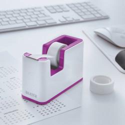 Cheap Stationery Supply of Leitz WOW Tape Dispenser. Incl. tape. For convenient one-hand operation. White/purple - Outer carton of 4 Office Statationery